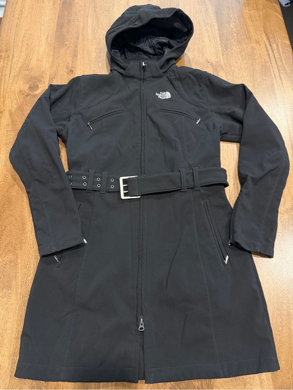 The North Face Women's Black Hooded Belted Softshell Trench Coat